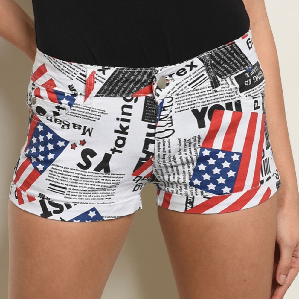 Flag Print Shorts